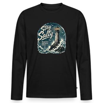  Stay Salty Rough Seas Build Better Sailors - Männer Premium Bio Langarmshirt - Schwarz - Vorne - Nico (187cm)