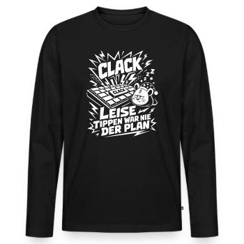 Leise tippen war nie der Plan - Männer Premium Bio Langarmshirt - Schwarz - Vorne - Nico (187cm)