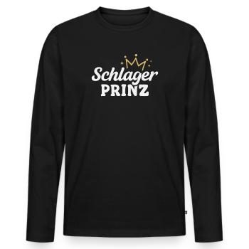 Schlager Prinz Schlagerparty - Männer Premium Bio Langarmshirt - Schwarz - Vorne - Nico (187cm)