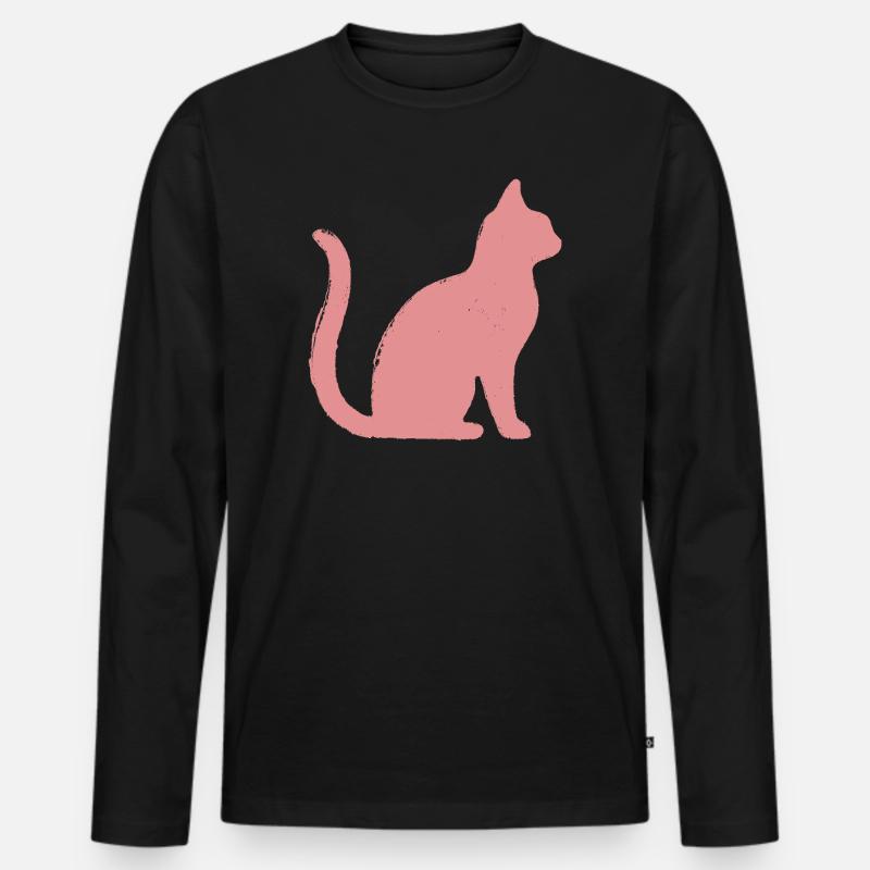 Katze Umriss - Pastell - Männer Premium Bio Langarmshirt - Schwarz