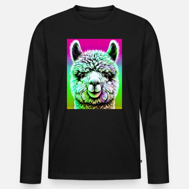 Alpaka - Männer Premium Bio Langarmshirt - Schwarz