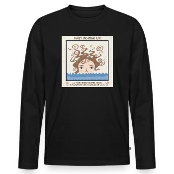 Mer de Tranquillité et de Pensées - T-shirt manches longues Premium bio Homme - noir - Devant - Nico (187cm)