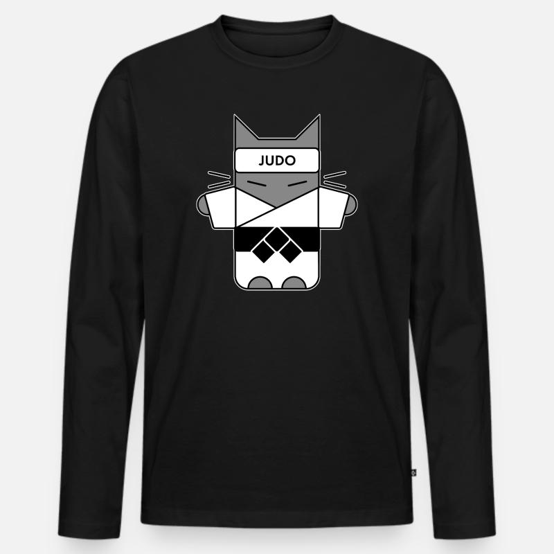 Judo Katze - Männer Premium Bio Langarmshirt - Schwarz