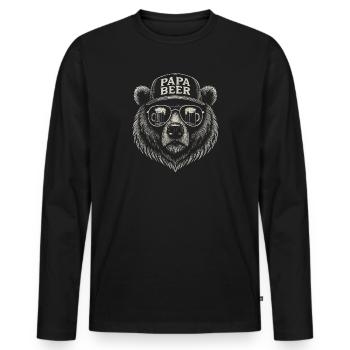 Papa Beer Father Bear Beer Humor Gift Idea - Men's Premium Organic Long Sleeve Shirt - black - Front - Nico (187cm)