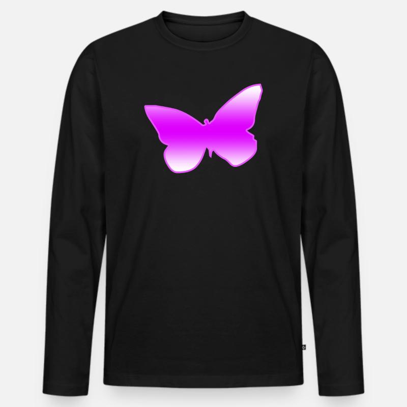 Schmetterling - Männer Premium Bio Langarmshirt - Schwarz