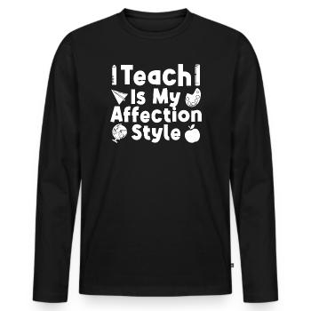 Enseignante de maternelle Style affection Enseignante en garderie - T-shirt manches longues Premium bio Homme - noir - Devant - Nico (187cm)