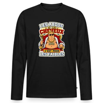 Les abdos cheveux, c'est pour les faibles - Humour - T-shirt manches longues Premium bio Homme - noir - Devant - Nico (187cm)