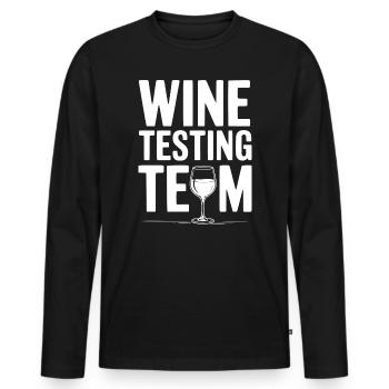 Wine Testing Team - Men's Premium Organic Long Sleeve Shirt - black - Front - Nico (187cm)