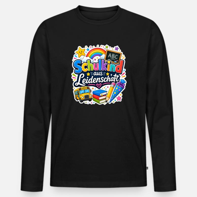 Schulkind 2026 Einschulung 2026 Schulanfang - Männer Premium Bio Langarmshirt - Schwarz