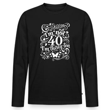 Je n’ai pas 40 ans, c’est mon 30e anniversaire - T-shirt manches longues Premium bio Homme - noir - Devant - Nico (187cm)