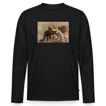Gros plan d’un crapaud terrestre - Affiche - T-shirt manches longues Premium bio Homme - noir - Devant - Nico (187cm)