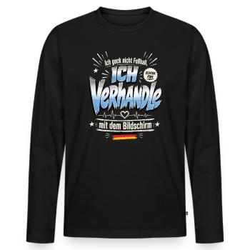 Emotionale Verhandlung mit Bildschirm - Männer Premium Bio Langarmshirt - Schwarz - Vorne - Nico (187cm)