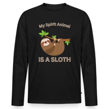 My Spirit Animal Is A Sloth Funny Lazy Sleepy - Men's Premium Organic Long Sleeve Shirt - black - Front - Nico (187cm)