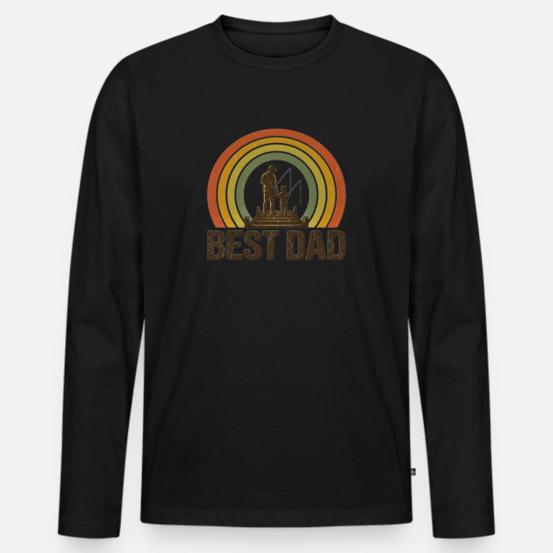 Bester Vaterfischer - Männer Premium Bio Langarmshirt - Schwarz
