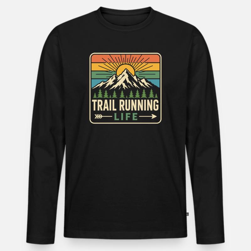 Trailrunning-Leben - Männer Premium Bio Langarmshirt - Schwarz
