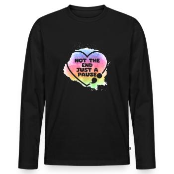 Prévention du suicide en point-virgule juste - T-shirt manches longues Premium bio Homme - noir - Devant - Nico (187cm)