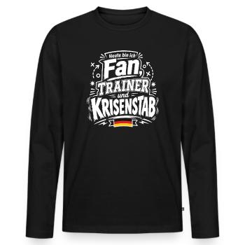 Heute bin ich Fan, Trainer und Krisenstab - Männer Premium Bio Langarmshirt - Schwarz - Vorne - Nico (187cm)