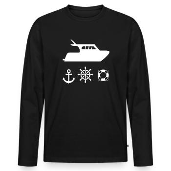 Motorboot - Männer Premium Bio Langarmshirt - Schwarz - Vorne - Nico (187cm)
