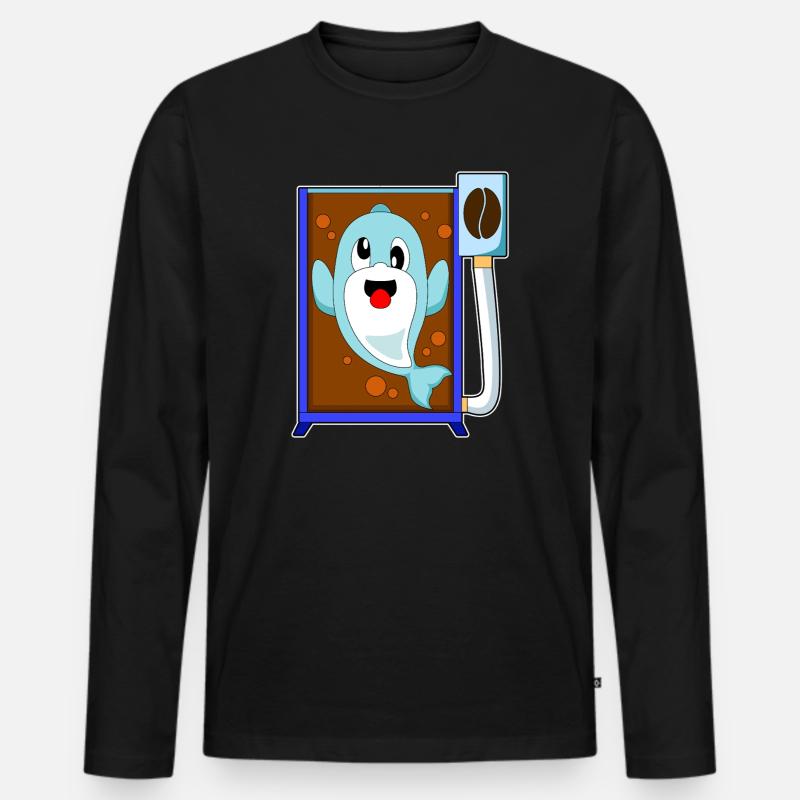 Delfin Kaffeebohne Kaffee - Männer Premium Bio Langarmshirt - Schwarz