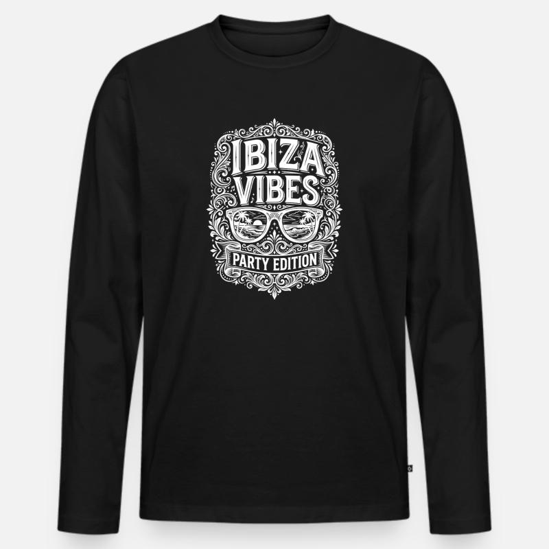 Ibiza Vibes - Männer Premium Bio Langarmshirt - Schwarz