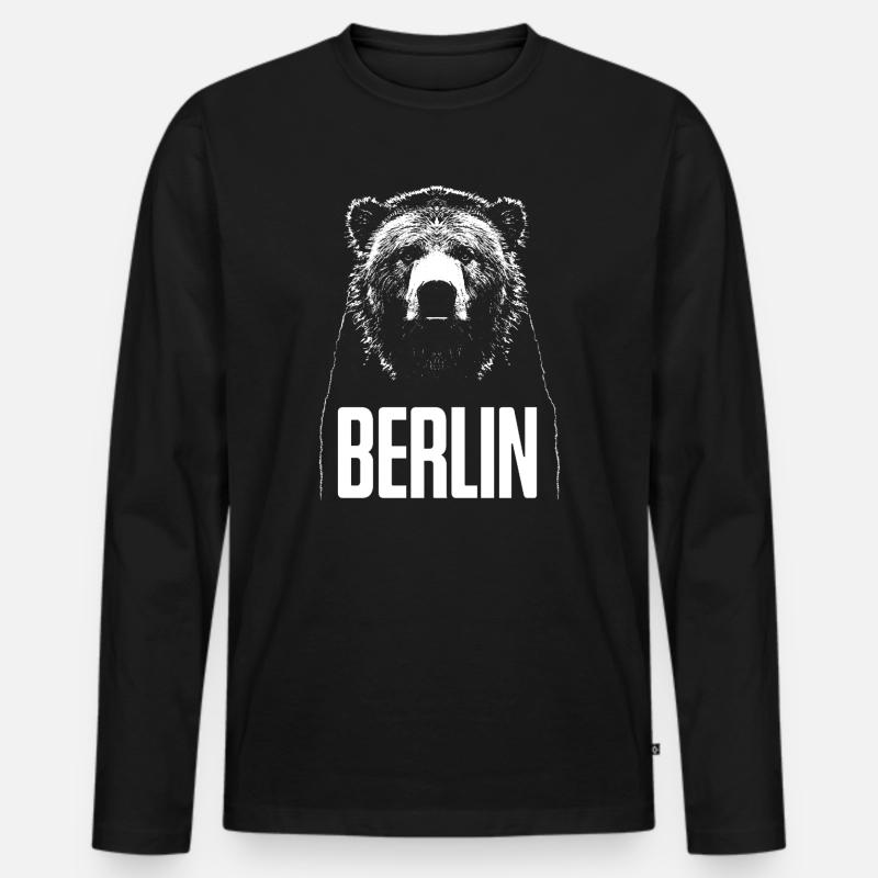  Berlin Bär - Männer Premium Bio Langarmshirt - Schwarz