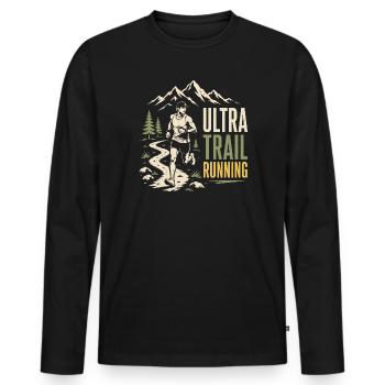 Ultra Trail Running - T-shirt manches longues Premium bio Homme - noir - Devant - Nico (187cm)