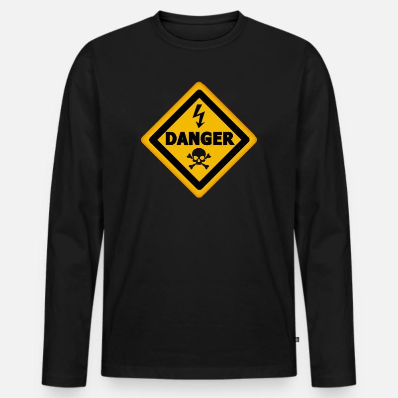 Todesgefahr – Gefahrenaufkleber-Panel - Männer Premium Bio Langarmshirt - Schwarz