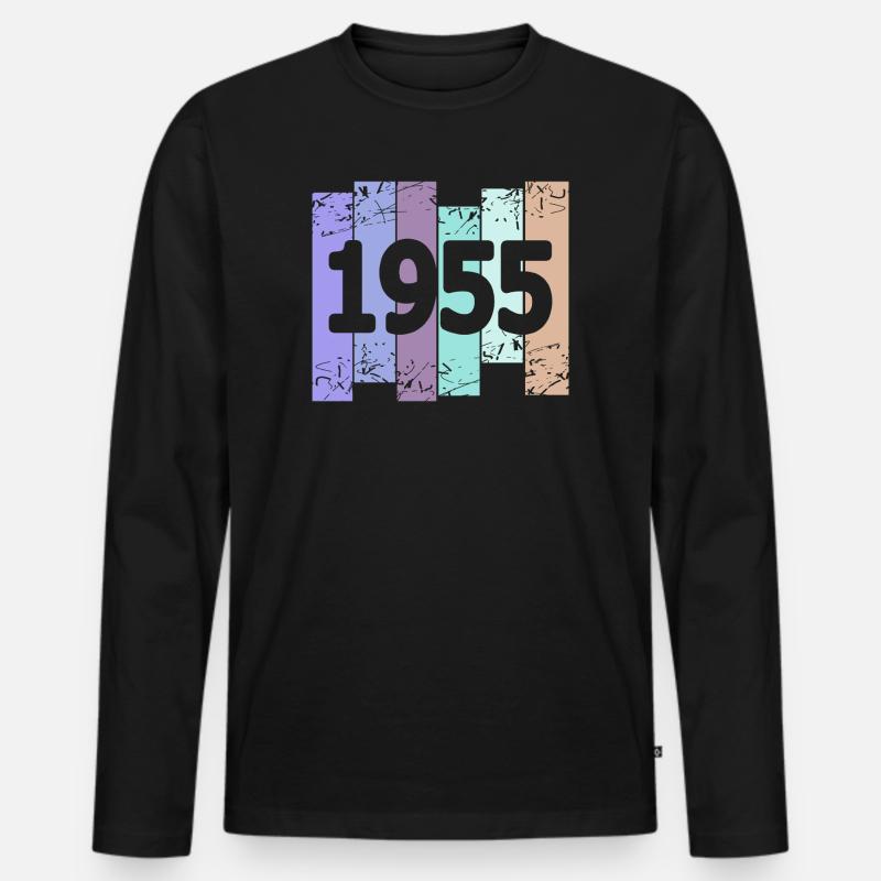 1955 - Männer Premium Bio Langarmshirt - Schwarz
