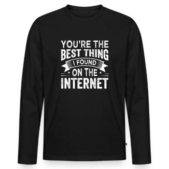 Das Beste, was ich online gefunden habe - Männer Premium Bio Langarmshirt - Schwarz - Vorne - Nico (187cm)