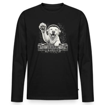 Cadeau des écouteurs pour chien DJ Labrador Retriever - T-shirt manches longues Premium bio Homme - noir - Devant - Nico (187cm)