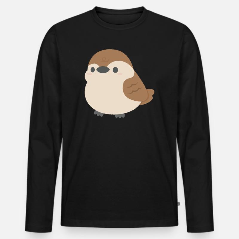 Rundlicher Spatz - Männer Premium Bio Langarmshirt - Schwarz