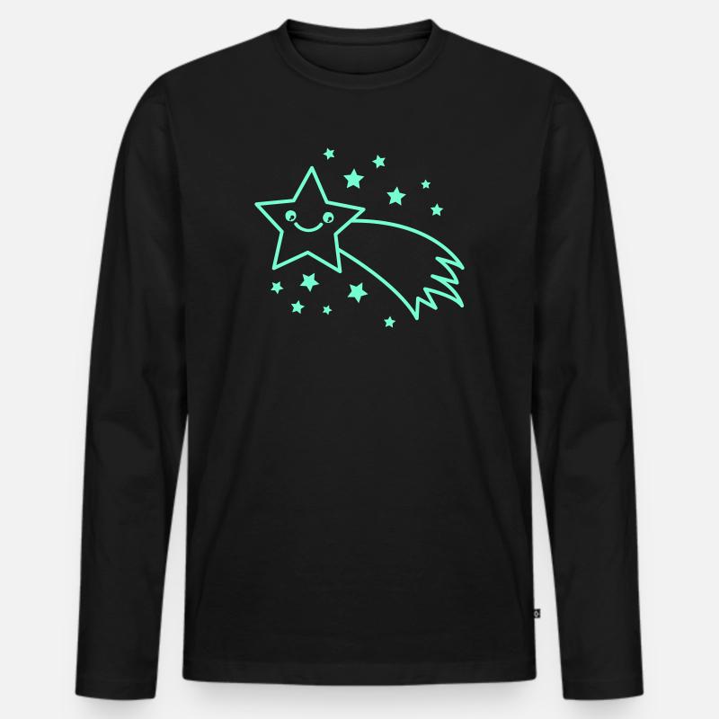 Lächelnder Sternenkomet - Männer Premium Bio Langarmshirt - Schwarz