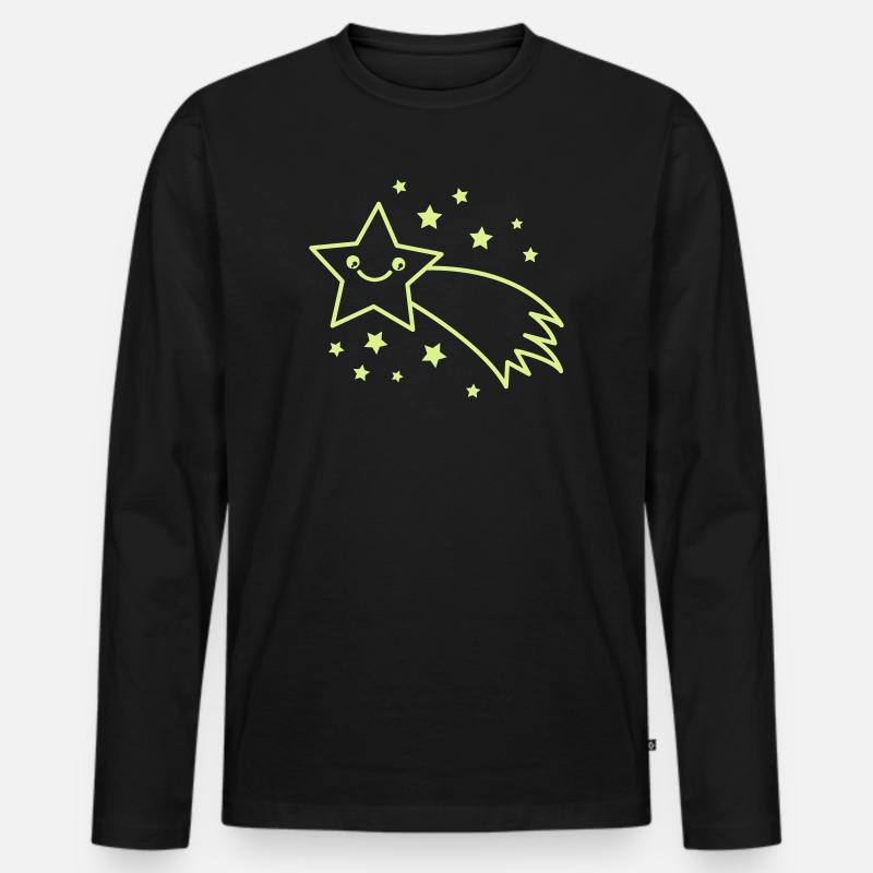 Sternschnuppe Sternenflug - Männer Premium Bio Langarmshirt - Schwarz