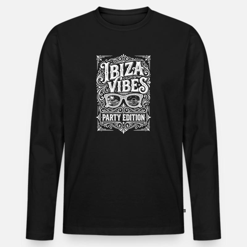 Ibiza Vibes - Männer Premium Bio Langarmshirt - Schwarz