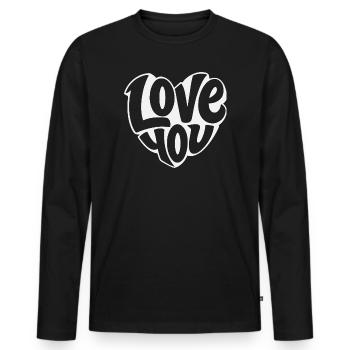 Love You Herzdesign Typo - Männer Premium Bio Langarmshirt - Schwarz - Vorne - Nico (187cm)