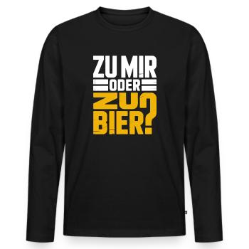 Bier Zu Mir Oder Zu Bier Flirt Single Party Malle - Männer Premium Bio Langarmshirt - Schwarz - Vorne - Nico (187cm)