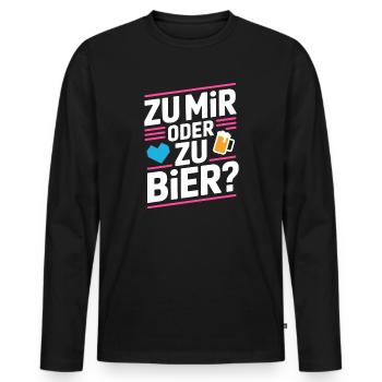 Bier Zu Mir Oder Zu Bier Flirt Single Party Malle - Männer Premium Bio Langarmshirt - Schwarz - Vorne - Nico (187cm)