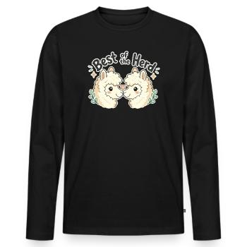 Cute Funny Gifts, Best of the Herd Alpaca - Männer Premium Bio Langarmshirt - Schwarz - Vorne - Nico (187cm)