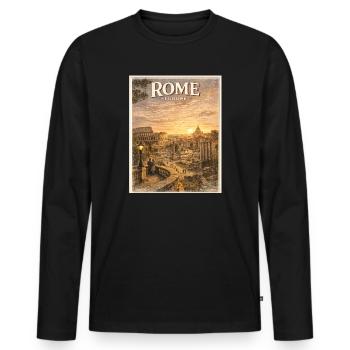Rome Europe Sonnenuntergangs-Vintage-Poster - Männer Premium Bio Langarmshirt - Schwarz - Vorne - Nico (187cm)
