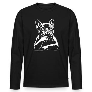 French Bulldog Thinker | Cheeky Dog Design - Men's Premium Organic Long Sleeve Shirt - black - Front - Nico (187cm)