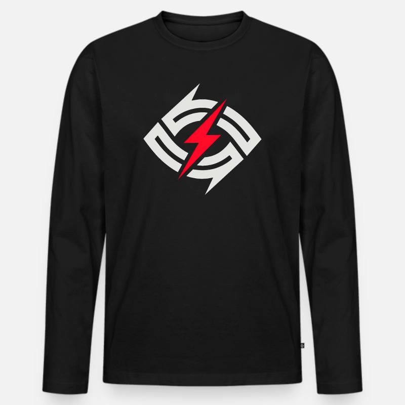 Kreisblitz Kontrast - Männer Premium Bio Langarmshirt - Schwarz