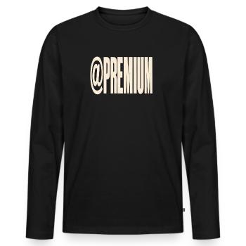 Premium-Typografie @PREMIUM - Männer Premium Bio Langarmshirt - Schwarz - Vorne - Nico (187cm)