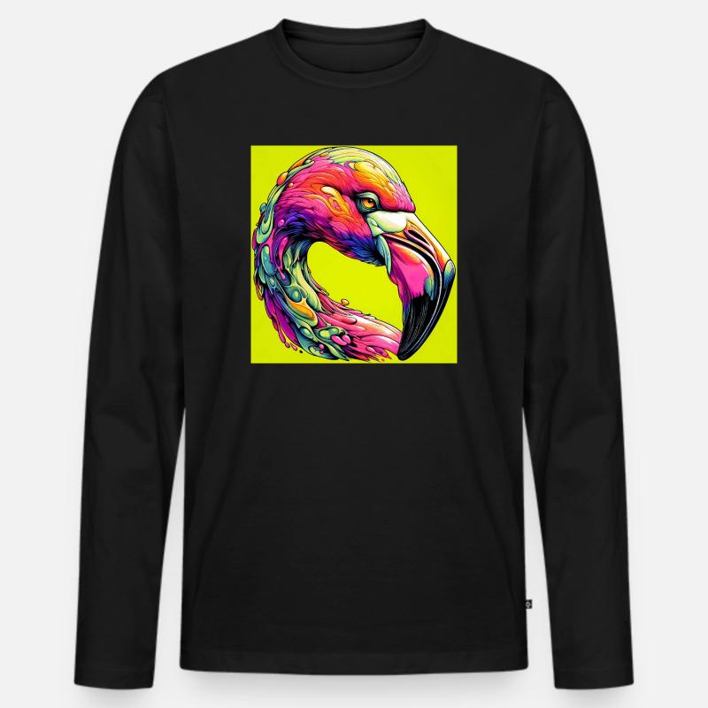 Flamingo - Männer Premium Bio Langarmshirt - Schwarz