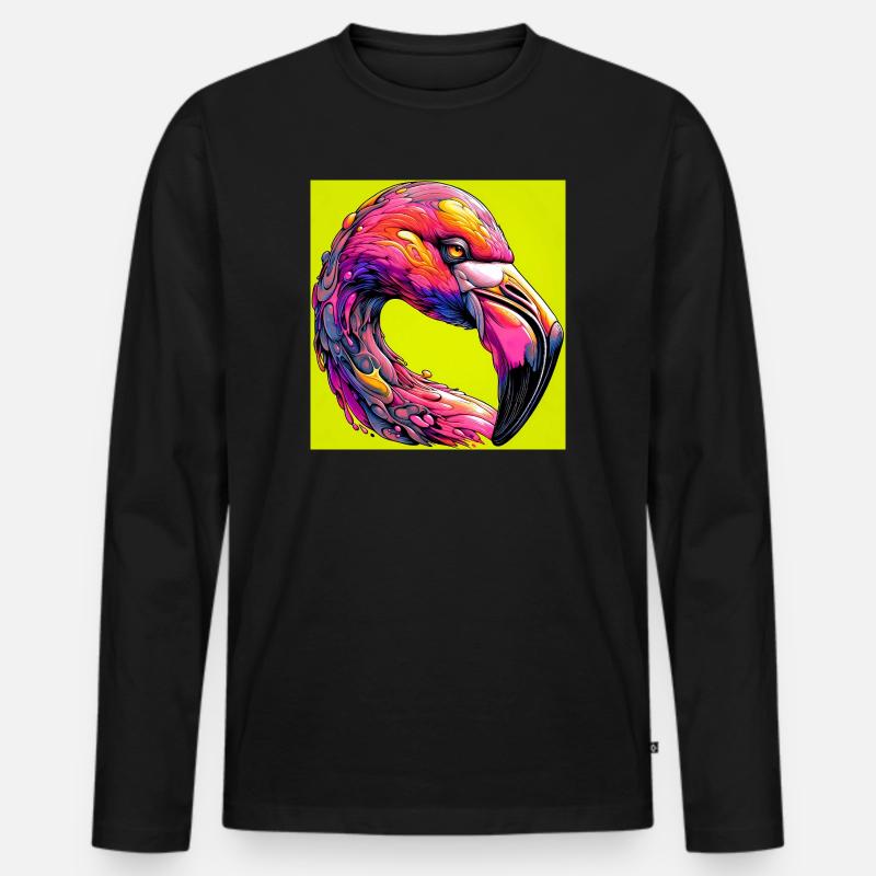 Flamingo - Männer Premium Bio Langarmshirt - Schwarz