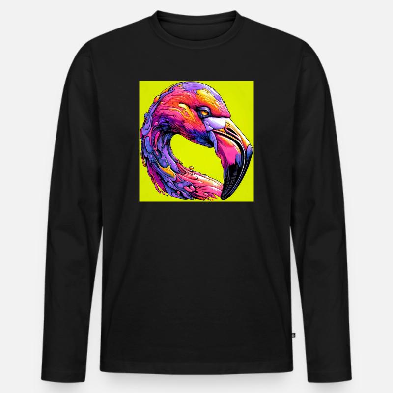 Flamingo - Männer Premium Bio Langarmshirt - Schwarz