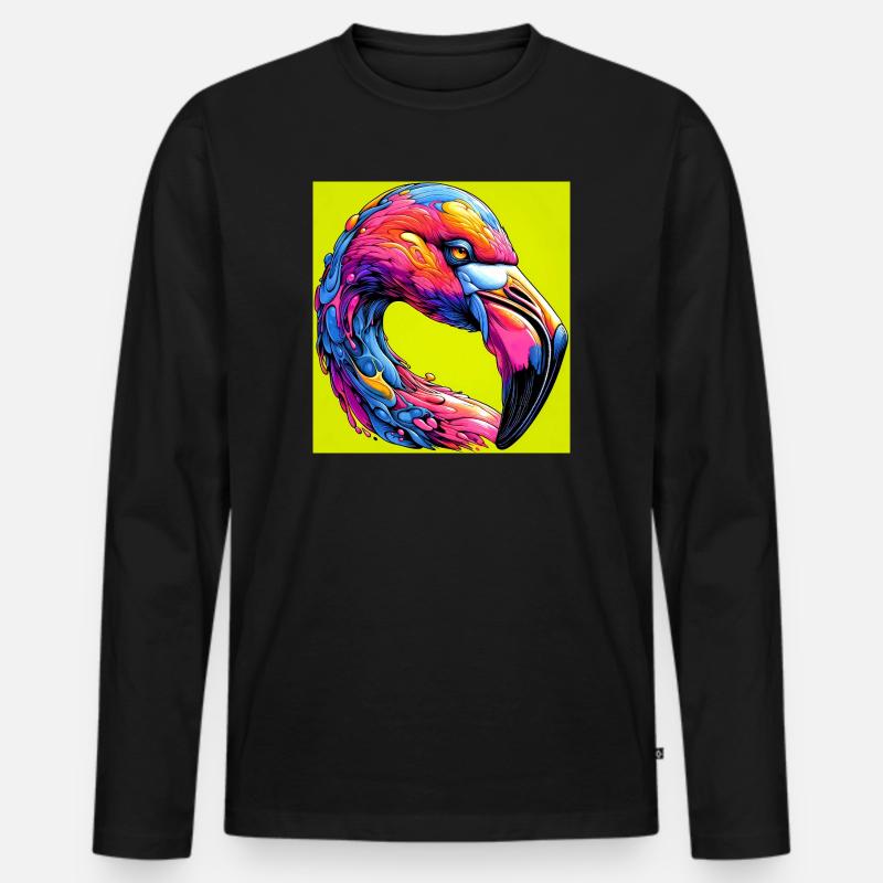 Flamingo - Männer Premium Bio Langarmshirt - Schwarz