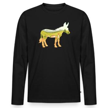 Donkey Village Farmer - Men's Premium Organic Long Sleeve Shirt - black - Front - Nico (187cm)