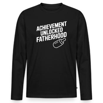 Succès Débloqué Paternité - T-shirt manches longues Premium bio Homme - noir - Devant - Nico (187cm)