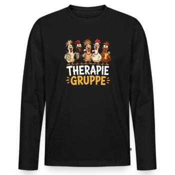 Therapiegruppe Hühner Party - Männer Premium Bio Langarmshirt - Schwarz - Vorne - Nico (187cm)