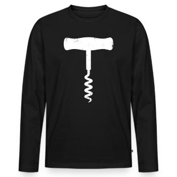 Icône du vin millésimé en tire-bouchon - T-shirt manches longues Premium bio Homme - noir - Devant - Nico (187cm)